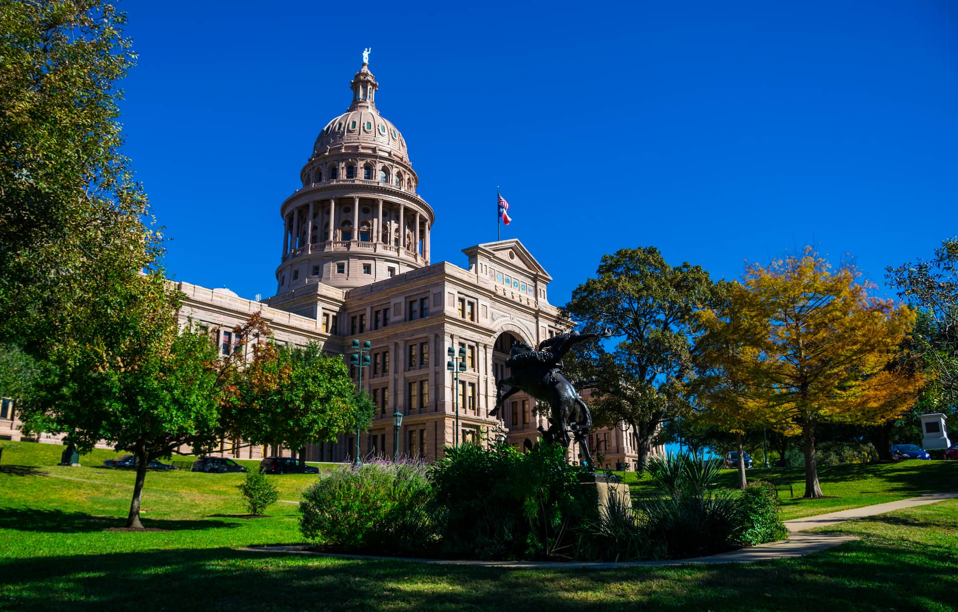Texas State Capitol Building Autumn Austin Texas Landmark As leaves start to change in central texas lots of politics are changing as well. Texas politics happens here at the Texas State Capital building.