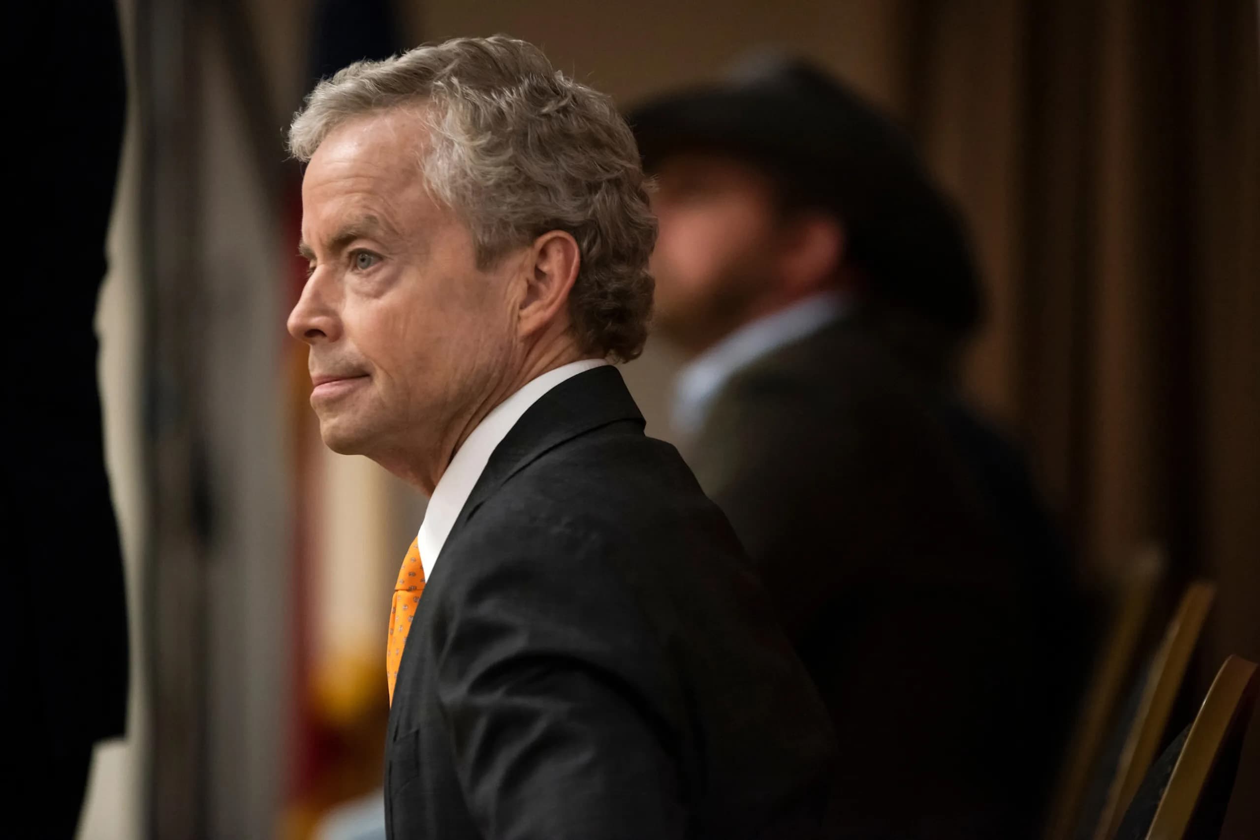 Don Huffines listens to a question during a Republican gubernatorial candidate forum