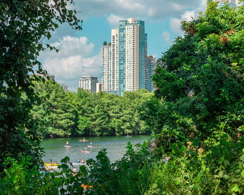 Skyline of Austin, Texas Peeking Over the Lake