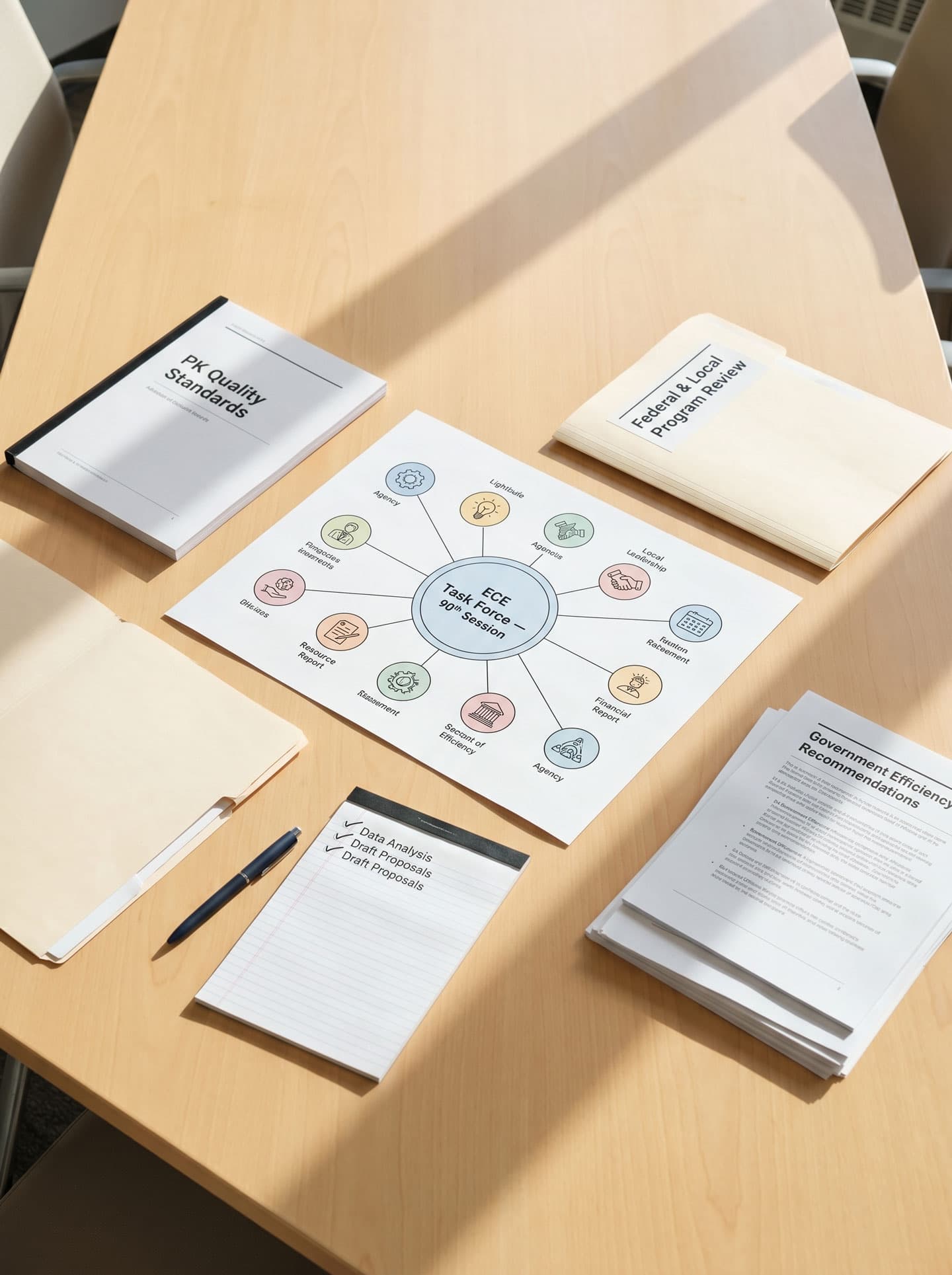 Documents on a table-top